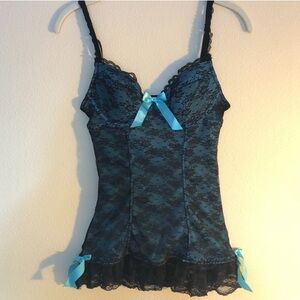Teal and Black Lace Camisole